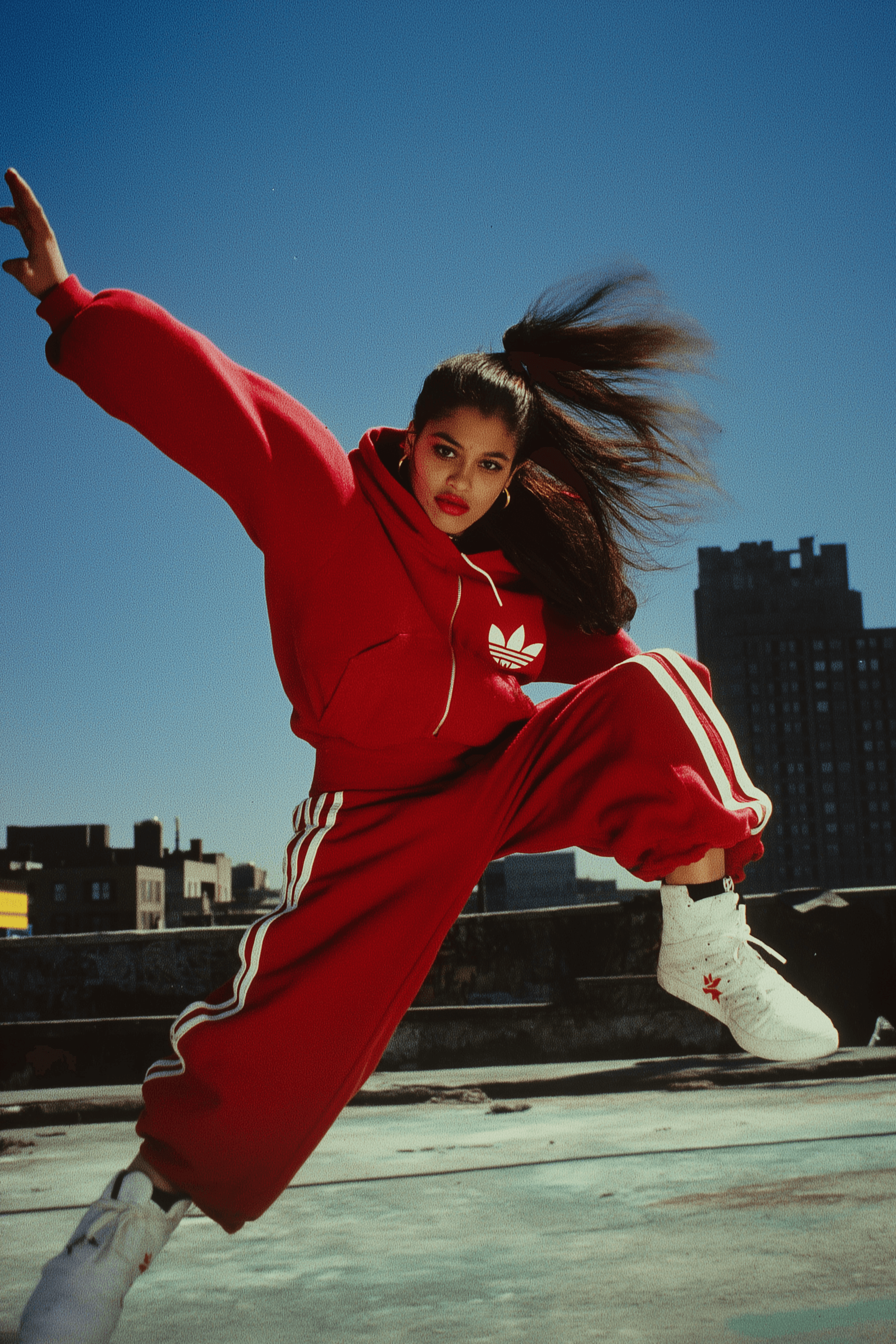 Red Adidas 80s hip-hop - Generative AI image